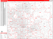 Oklahoma City  Wall Map Red Line Style